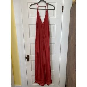 Coral Reformation maxi dress with slit